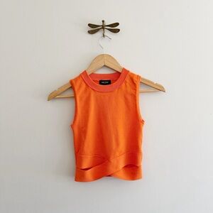 Naf Naf Paris Orange Stretchy Fitted Sleeveless Crop Top